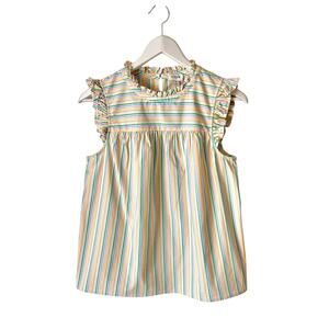 J. Crew Pastel Striped Ruffled Tank Top Size 4